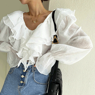 2109 Extended Sleeve See-Through Blouse