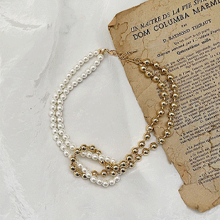 2295 Faux Pearl Brass Necklace