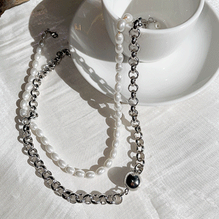 2609 Faux Pearl Metal Necklace