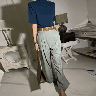 3525 Solid Tone Wide Tailored Pants