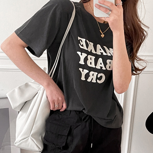 3586 Label Detail Lettering Front T-Shirt