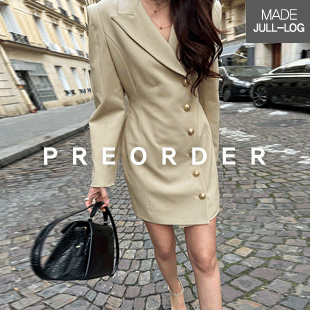 3748 Peaked Lapel Single-Breasted Jacket Dress