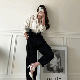 3597 Belted Wide Tailored Pants
