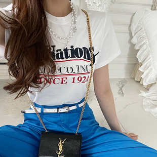 3810 Lettering Front Short Sleeve T-Shirt