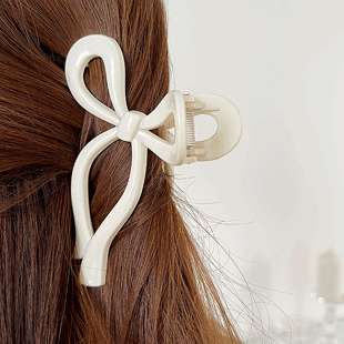 3895 Solid Tone Ribbon Shape Claw Hair Clip