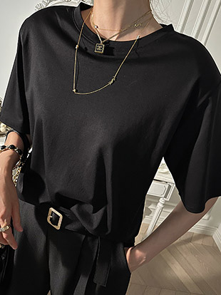 온투버 라운드패드반팔티