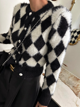 해폴드 아가일퍼니트가디건