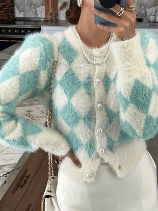 해폴드 아가일퍼니트가디건