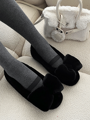 엔젤크 퍼리본플랫슈즈