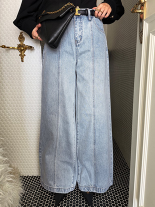 온이다 데님절개와이드팬츠