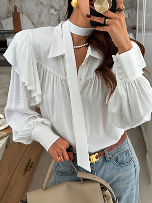 하눌드 스카프프릴블라우스