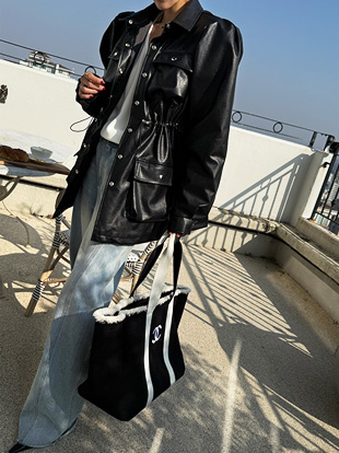 제인델 레더퍼프자켓