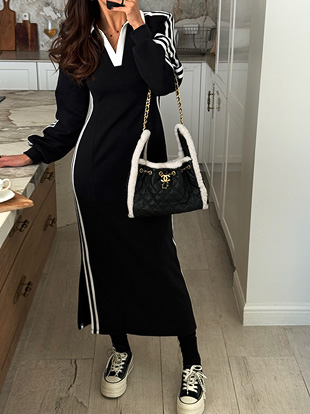 모나페 카라배색기모원피스