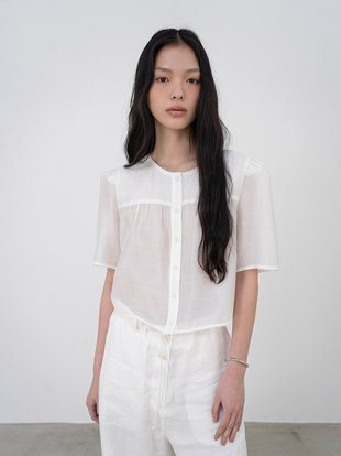 벤 시스루 라운드 블라우스