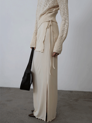 르아 더블 밴딩 롱 스커트