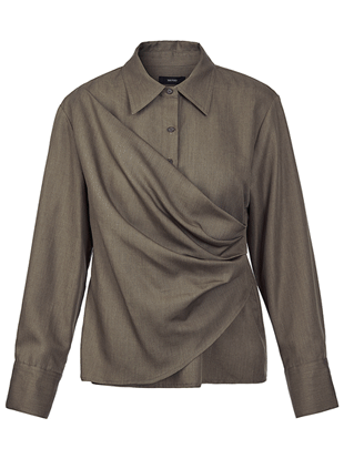 울 블랜디드 드레이프 셔츠