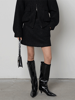 울 부클 미니 스커트