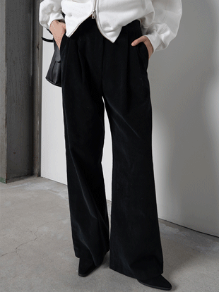 루 코듀로이 턱 팬츠