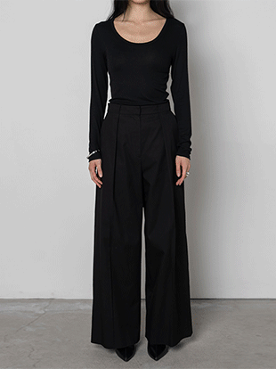 디아 코튼 플리티드 팬츠