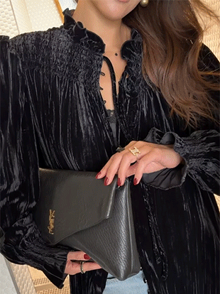 루슬터 벨벳벨트버튼롱원피스