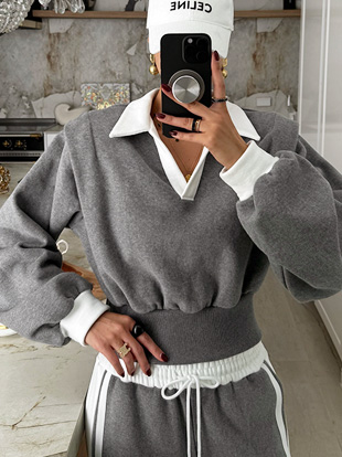 우안브 기모배색카라맨투맨