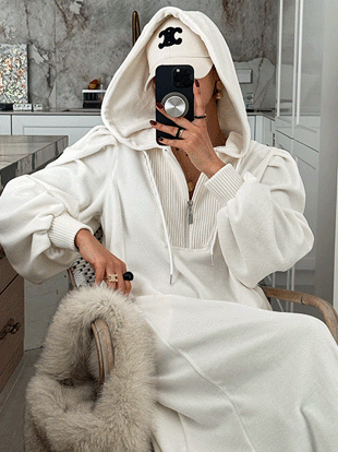 리베한 후드반집업원피스