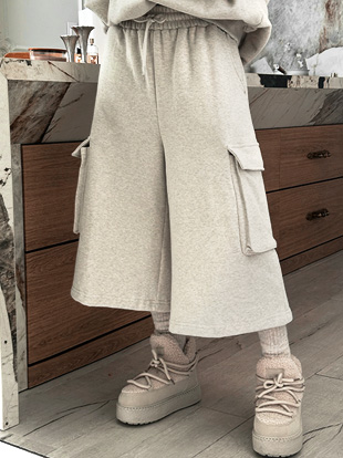 코슬더 기모밴딩카고버뮤다팬츠