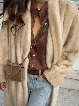 언오벨 리얼밍크머플러코트