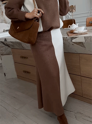 포벨버 배색스커트