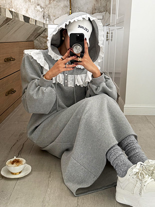 도문브 양기모후드레이스원피스