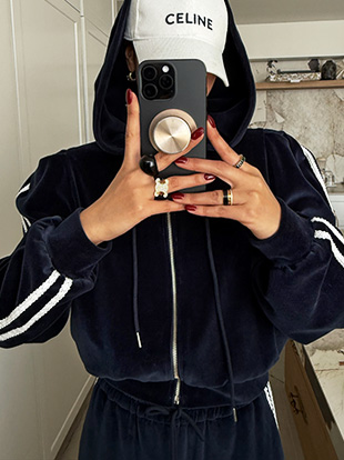 올파벨 벨벳레이스후드집업