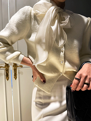 컨쉬드 리본가디건