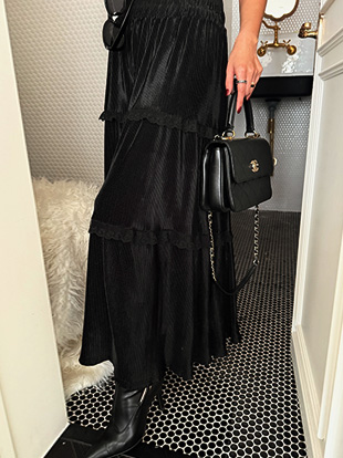 구엘디 벨벳밴딩레이스스커트