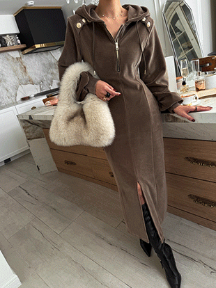 페트카 후드반집업퍼프원피스