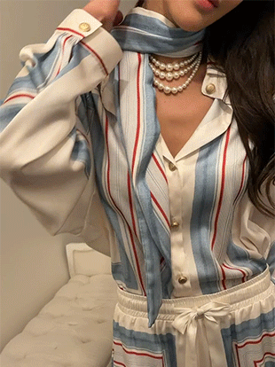 아키보 스카프셔츠팬츠세트