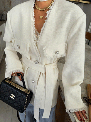 스빈오 벨트수술트위드자켓