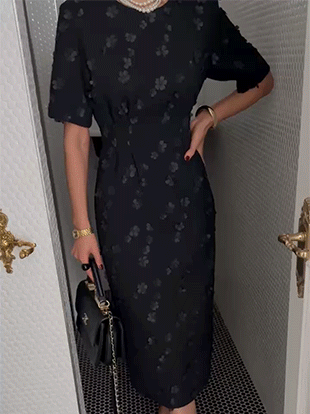 에두브 플라워라인롱원피스