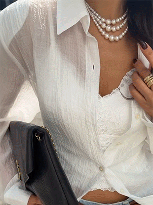 로엠브 링클끈시스루셔츠