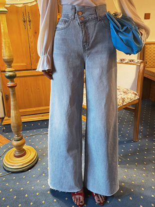 라비수 하이웨스트와이드데님팬츠