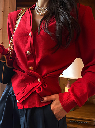 파망드 브이넥가디건<br><font color=