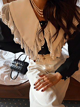 지비코 레이스카라블라우스