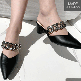 230 Chain Strap Pointed Toe Mules