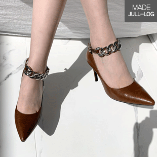 253 Chain Strap Ankle Pointed Toe Heels