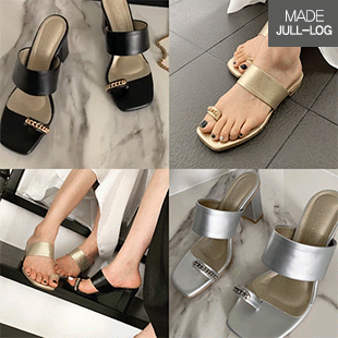 Chain Strap Toe Ring Slide Sandals