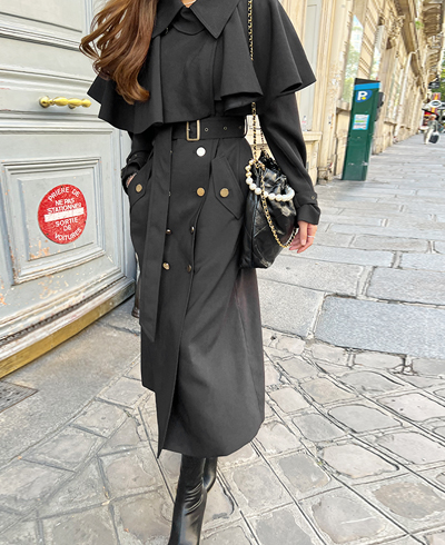 2401 Back Slit Double-Breasted Trench Coat