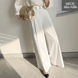 Golden Button Elastic Back Tailored Pants