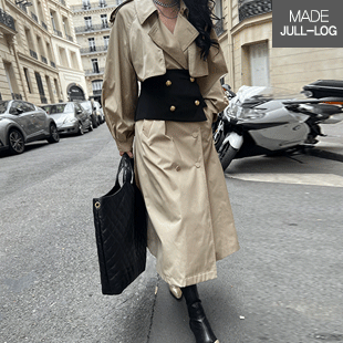 2431 Gun Flap Double-Breasted Covered Trench Coat