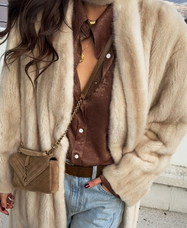 언오벨 리얼밍크머플러코트