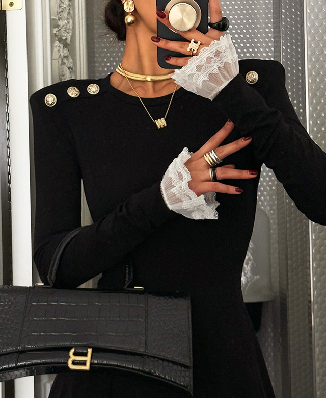 루콘나 금장버튼긴팔원피스