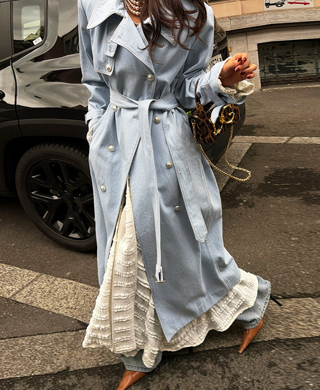 유벨커 데님트렌치코트